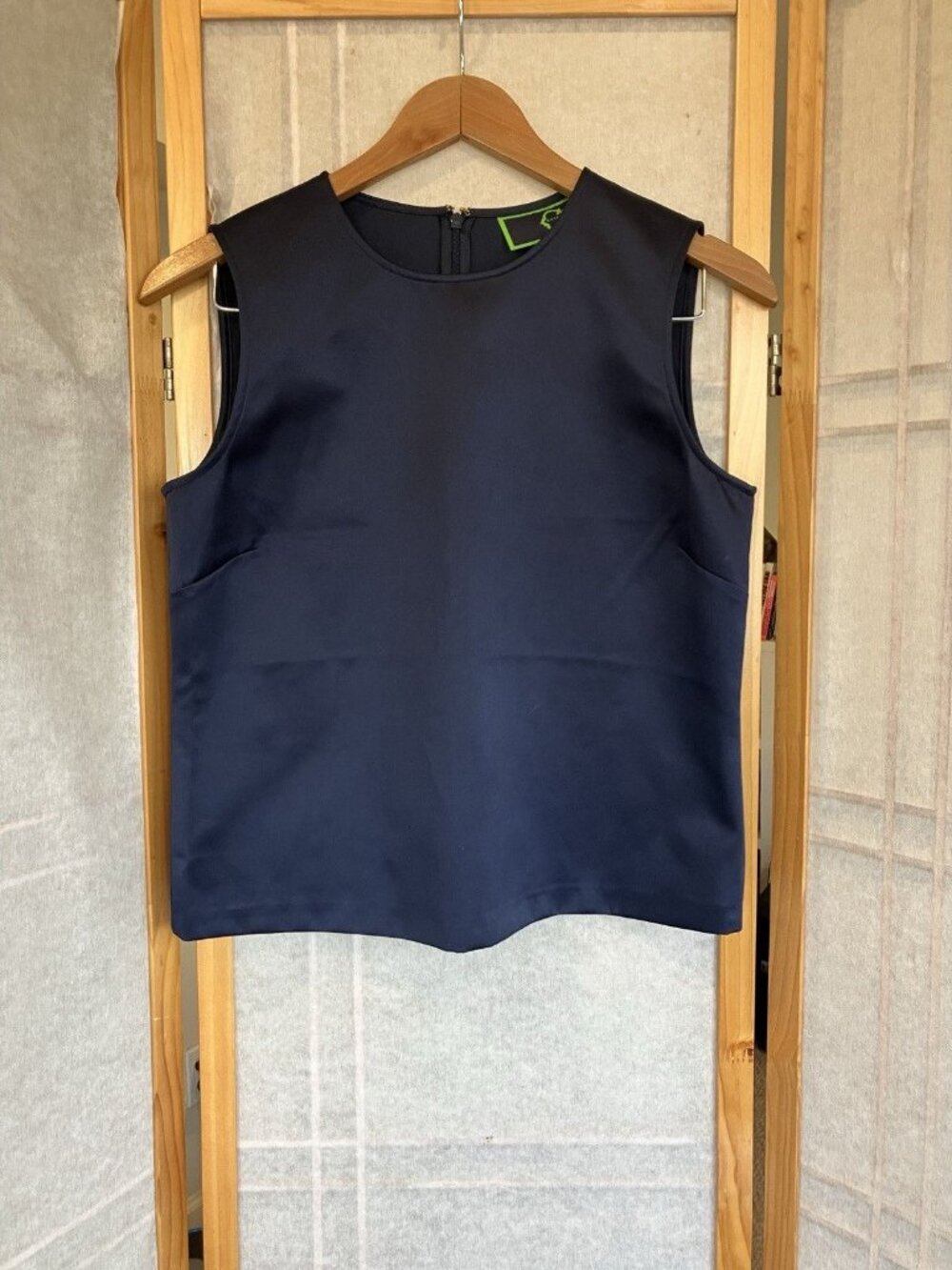 Womens's C Wonder Navy Camisole Top, Size 4 Sleeveless Back Zip, Casual 2 Office